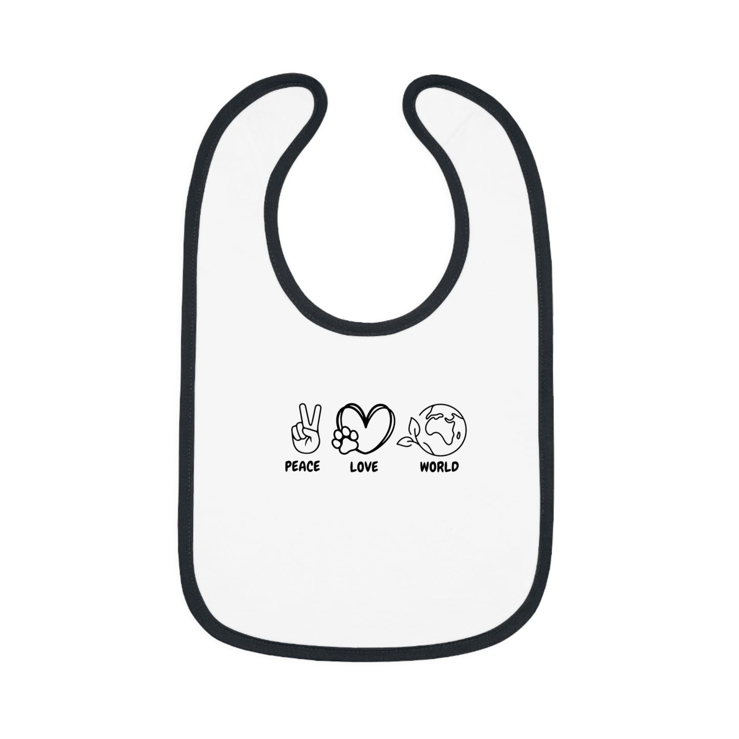 Peace Love World Baby Contrast Trim Jersey Bib