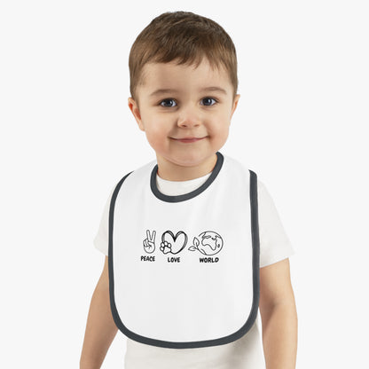 Peace Love World Baby Contrast Trim Jersey Bib