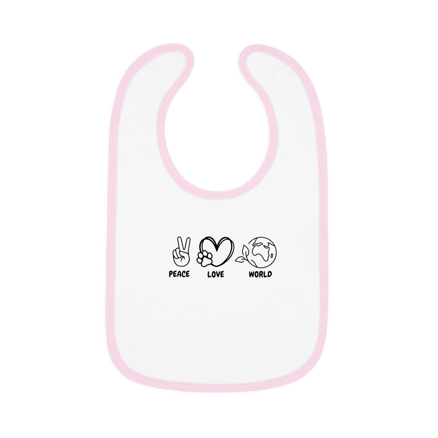 Peace Love World Baby Contrast Trim Jersey Bib