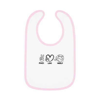 Peace Love World Baby Contrast Trim Jersey Bib