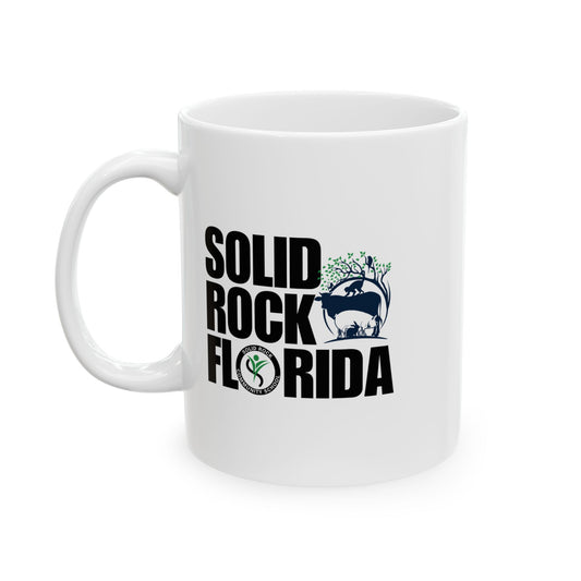 Solid Rock Florida, Peace Love World Ceramic Mug,