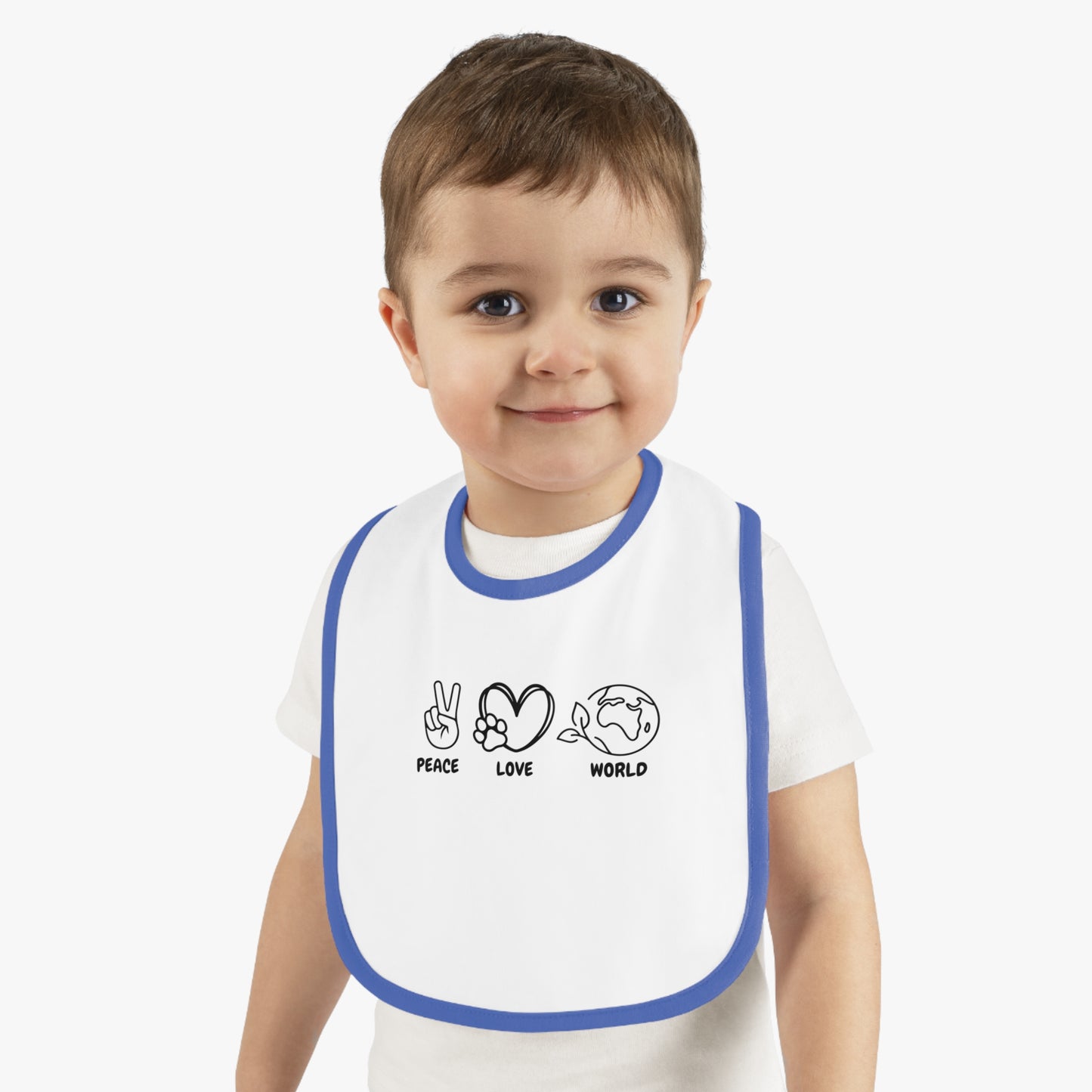 Peace Love World Baby Contrast Trim Jersey Bib