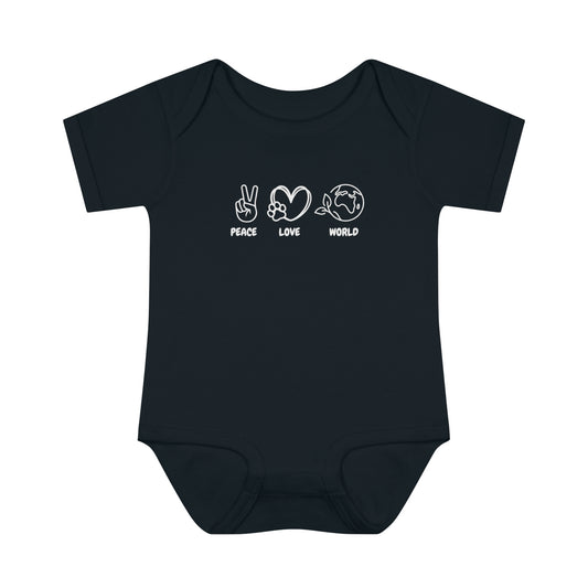 Peace love world, Infant Baby Rib Bodysuit