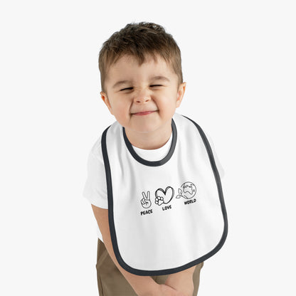 Peace Love World Baby Contrast Trim Jersey Bib