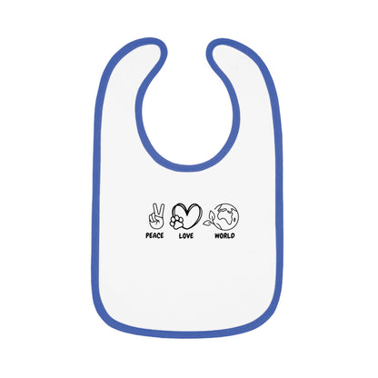 Peace Love World Baby Contrast Trim Jersey Bib