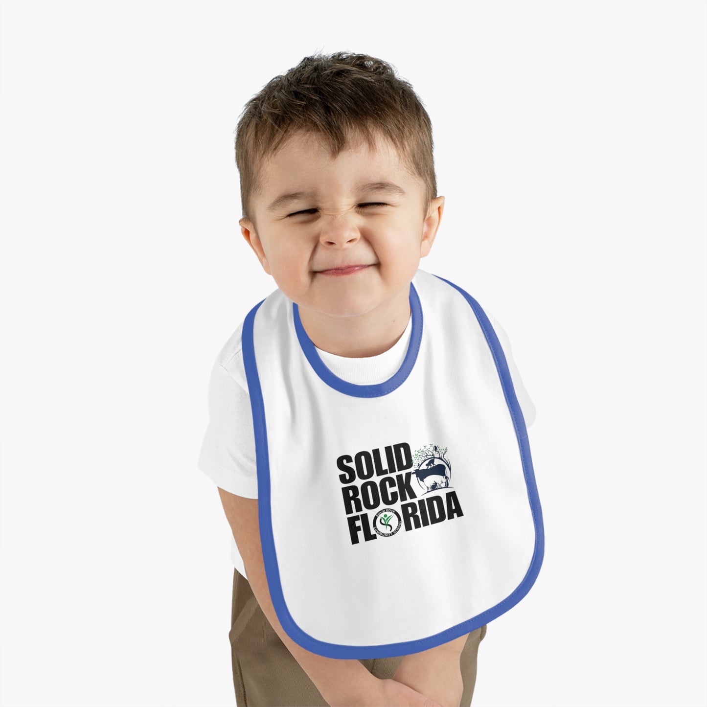 Solid Rock Baby Contrast Trim Jersey Bib