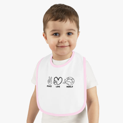 Peace Love World Baby Contrast Trim Jersey Bib