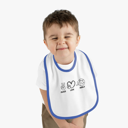 Peace Love World Baby Contrast Trim Jersey Bib