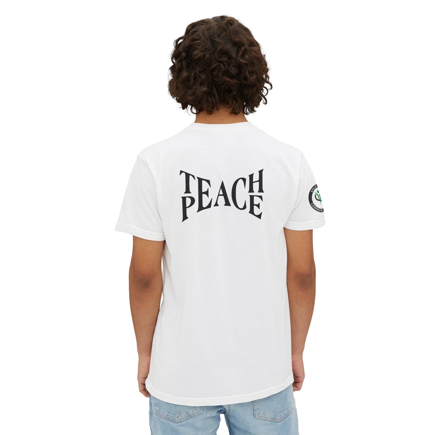 Teach Peace Unisex Garment-Dyed Pocket Tee